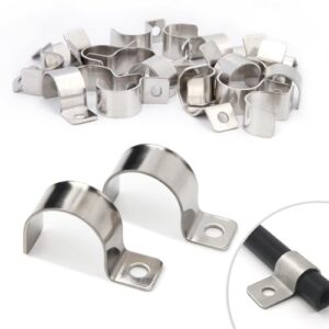 Kabelschellen aus Metall, Rohrschellen mit Einzelloch für Kabel und Wasserrohre, Befestigungsschelle für 24-25.5 mm Ø, Unterputzinstallation, Edelstahl 304