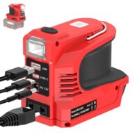 220W Akku Wechselrichter für Einhell 18V Akkubatterien, DC 18V auf AC 220V Spannungswandler Adapter mit USB Typ-C und LED Lampe