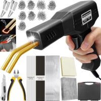 Kunststoff Schweißen mit 800PCS Hot Hefter, 2 Thermischer Glättkopf, 40PCS Kunststoff-Schweißstangen und Tragetasche für Auto Reparaturen (Schwarz)
