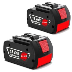 Ersatzbatterien für Bosch 18V Produkte, 2X 8.0Ah/8000mAh Kapazität, integrierter Schutz gegen Überladung und -entladung.