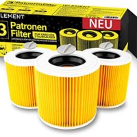 Kompaktset mit 3 Rundfiltern und 3 Verschluss-Schrauben für Kärcher Staubsauger, perfekt gegen Feinstaub und Gerüche, Allergiker-Filter mit Filtereffizienz bis 40μm.