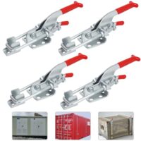 Robuster 4 Stück Kniehebelspanner für Schrank Tür Kiste Koffer, Schnellspanner mit Selbsthemmend Design und verstellbare U-Klemmen