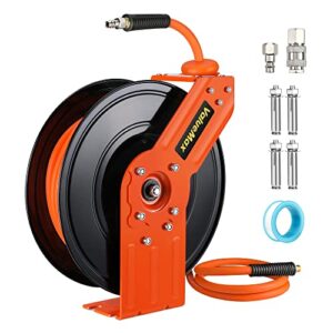 ValueMax Drucklufttrommel, Druckluftschlauchtrommel aus Metall mit 15m langem Schlauch und 1m Anschlussschlauch, Automatik-Schlauchaufroller, Einziehbare Luftschlauchtrommel bis 300 PSI/20 Bar
