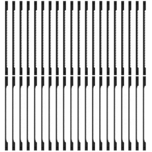40 Stück Sägeblätter Dekupiersäge mit Stift 76.2mm, Kohlenstoffstahl, 15/24 Zähne, Dekupiersägeblatt Set für HartWeichholz, Kunststoff, Kupferweichmetall