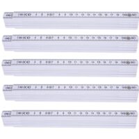 5 Stück Zollstock 2 Meter - Meterstab extra bruchsicher & Messgenau & leicht zu lesen - weiß