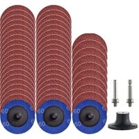 50-Pcs-Schnellwechselscheiben-set-von-hochwertigen-Aluminium-Oxid-Schleifkörnern-für-Die-Grinder-60-Grit-2-Zoll-A/O-Sanding-Discs-mit-1/4-Halter-für-Flächen-Vorbereitung-Rost-Polieren