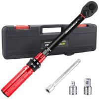 Drehmomentschlüssel Set für Auto, Motorrad und LKW mit 5-60Nm Drehmoment, ±3% Fehlergenauigkeit, 72 Zähne Ratchet, Verlängerungsstange und Adaptern
