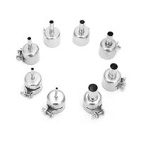 Set mit 8 Edelstahl-Heißluftdüsen in verschiedenen Größen, ideal für Heißluftentlötstationen und Lötstationen.