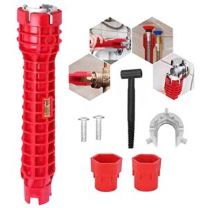 Multifunktionales Wasserhahnsystem mit 8 Funktionen, ideal für Sanitärinstallationen, rote Handgriff und silberne Details