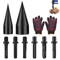 9 Stück Kegelspalter Wood Splitter Set, 32mm/42mm Spalter Holz Spaltkegel, Holzspalter Schraube Kegel, Brennholzspalter Bohrer für Gärtner und Holzfäller, Power Log Splitters