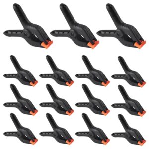 15 Stück Federklemmen für Holzbearbeitung, hochleistungs NYLON-Federn, PVC-Beschichtung, orangefarbene Spannfutter, abgerundete Griffe, rutschfest und fest, ideal für DIY-Projekte, Fotostudios und Fotohintergrunde