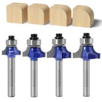 Ergänztes Set an Abrundfräser für das Holzbearbeiten mit 4 Stücken und einem Schafthub von 6mm, ideal für professionelle Ränder