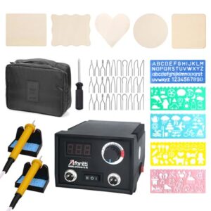 Professionelles Holzverbrennungs-Kit mit doppelstiftigem Design, einstellbarer Temperatur und 30 Spitzen für hochwertige Holzgravuren und Pyrographie-Arbeiten.