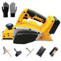 Hochwertiger Akku Elektrohobel mit glatten und scharfen Klingen, kompatibel mit Dewalt 20V Lithium-Ionen-Akkus, ideal für Holzarbeiten und DIY-Projekte.