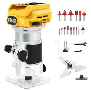 Akku Oberfräse kompatibel mit Dewalt 18V Akku, leistungsstarker und komfortabler Holzbearbeitungsinstrument für verschiedene Arbeiten an Holz, Kunststoffplatten, Furnieren und ähnlichen Materialien
