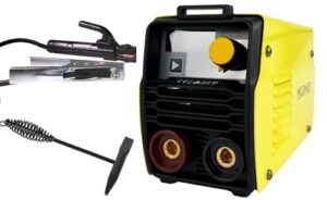 Schweiß-Set mit Elektrodenschweißinverter, Automatik-Schweißhelm und Schweißhandschuhen, inklusive 30 Stück Universalelektroden und Schlackehammer