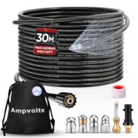 Professionelles Rohrreinigungsschlauch Set von Ampvolts, 30m lang, 5800 PSI/400 bar, 5 Düsen und Karcher-Adapter, kompatibel mit Karcher-K2-K3-K4-K5-K6-K7-Pistolen