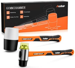 Gummihammer-Set mit 45mm Gummihammer und 30mm Doppelseitigem Weichen Hammer, ideal für Indoor- und Outdoor-Arbeiten, rutschfester und stoßdämpfender Griff