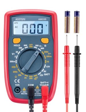 Digital Multimeter mit großem LCD-Anzeige und Hintergrundbeleuchtung für Messung von AC/DC Spannung, DC Strom, Widerstand, Diode und Kontinuität.