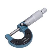 Außenmikrometer aus Edelstahl für hohe Genauigkeit, Bügel-Mess-Schraube, Dicken-Mess-Gerät mit Schlüssel 0,01 mm, externes Mikrometer, Werkzeug für präzises Messen von Materialstärken (0-25mm)
