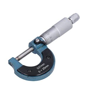 Außenmikrometer aus Edelstahl für hohe Genauigkeit, Bügel-Mess-Schraube, Dicken-Mess-Gerät mit Schlüssel 0,01 mm, externes Mikrometer, Werkzeug für präzises Messen von Materialstärken (0-25mm)