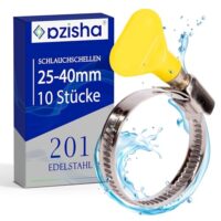 Azisha Schlauchschellen Edelstahl, 10 Stück, 25-40 mm, Mehrzweck Schlauchklemme, Schlauchschelle für Wasser, Gas und Pool