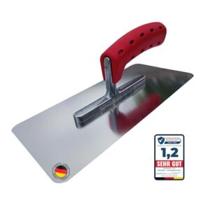 Hochwertige Edelstahl Glättekelle mit Softgriff und ergonomischem Griff, ideal für Verputzen, Glätten und Spachteln, Made in Germany
