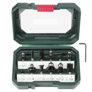 Hartmetall Fräser Set für Holzarbeiten, 12-teiliges Werkzeugset mit Abrundfräsern und Hohlkehlfräsern, universelle 8mm-Schaft, perfekt für MDF, Massivholz und weitere Materialien