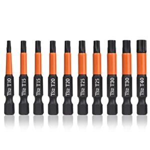 BAIDETS Pro Schrauber Bit Set - 10 hochwertige Torx-Schraubern mit einer Länge von 50mm, perfekt für Haushalts-DIY-Projekte, Holzbearbeitung, Auto-Teile und professionelle Maschinen-Reparatur