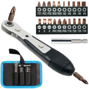Mini-Ratschen-Schraubendreher mit Phillips, Schlitz, Torx, Sechskant, Vierkant und Pozidriv für Autos, Fahrräder, Häuser und DIY-Projekte