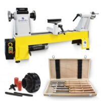 BAMATO Drechselmaschine WL-460V mit 6-teiligem HSS Drechselsatz und 4-Backenfutter