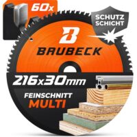 BAUBECK Sägeblatt 216x30 - Universelles Werkzeug für Holz, Aluminium und Metall mit exzellenten Schnittergebnissen
