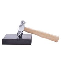 BENECREAT 6 Zoll Schmuck Mini Hammer mit Eisenkopf und Kugel Pein Hammer, starkem Holzgriff und Gummibankblock für Schmuckherstellung und DIY Handwerk