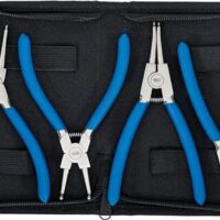 Sprengringzangen für Innensicherung, 4-teiliger Satz, 150 mm, gebogen und gerade, rutschhemmend, inkl. Tasche