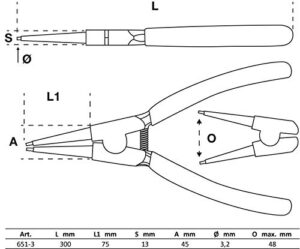 Sprengringzange von BGS, 300 mm lang, Seegering-Zange, rutschhemmend für Außensprengringe