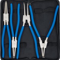 Sprengringzangen-Satz von BGS, 4-teiliges Set, 300 mm Länge, Seegering-Zangen, gebogen und gerade, rutschhemmend, inklusive Tasche für Heimwerker und Handwerksmeister.