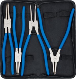 Sprengringzangen-Satz von BGS, 4-teiliges Set, 300 mm Länge, Seegering-Zangen, gebogen und gerade, rutschhemmend, inklusive Tasche für Heimwerker und Handwerksmeister.
