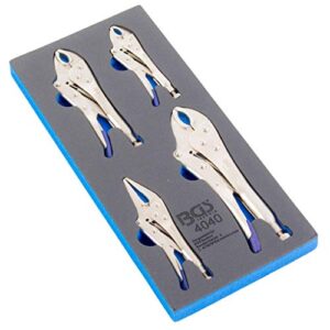 Hochwertige Werkstattwageneinlage BGS 4040 mit vier verschiedenen Gripzangen und perfektem Anpressdruck