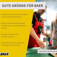 Baer Maschinengewindebohrer M14 Gewindebohrer HSSE 35° RSP - Gewindeschneider für Metrisches Regelgewinde mit Sackloch, geeignet für unlegierte und niedriglegierte Stähle