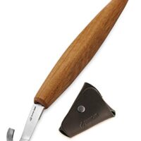 Doppelseitiges Hakenmesser aus hochwertigem Kohlenstoffstahl, geeignet für Löffel- und Holzschnitzen, Lederscheide