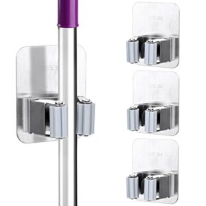 Besenhalter aus Edelstahl für Küche, Badezimmer oder Garten - 3 Teile Selbstklebend, keine Bohranforderung
