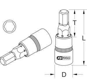 Hochwertige Bit-Stecknuss mit Innensechskant und präzisem Vierkantantrieb von KS Tools. Ideal für Heimwerker und Handwerker.