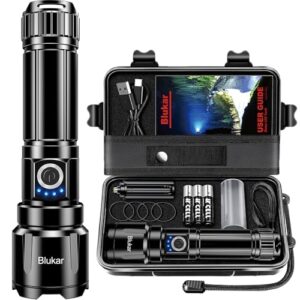 Blukar Taschenlampe mit 500.000 Lumen, 5 Lichtmodi und IP67 Wasserdichtigkeit für Outdoor-Aktivitäten wie Camping, Wandern und Angeln