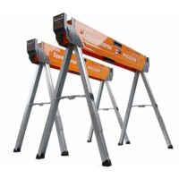 Arbeitsböcke mit klappbaren Beinen und Metallplatte für 2x4 Zoll, hohe Tragfähigkeit und flexible Arbeitsplattform