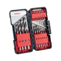 Bosch 18-teiliges HSS-Spiralbohrer-Set PointTeQ für Metall in einer robusten Verpackung (ToughBox) mit verschiedenen Bohrern von Ø 1–10 mm.