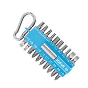 Bosch 21-teiliges Schrauberbit-Set mit Snap-Hook Blau, Universal-Bithalter, Karabiner und Zubehör für Akkuschrauber