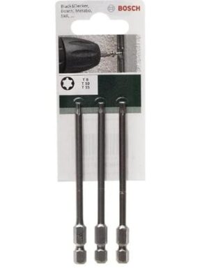 Bosch 2609255971 DIY Schrauberklingenset 3-teilig 89 mm, Standard T8 (× 1), T10 (× 1), T15 (× 1) - Hochwertiges Schrauberklingenset für verschiedene DIY-Projekte