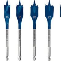 Bosch 6x EXPERT Self Cut Speed Flachfräsbohrer-Sets für Weichholz und Spanplatte mit Ø 14-24 mm, professionelle Bohrmaschine Zubehör