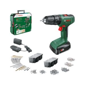 Akku Schlagbohrschrauber von Bosch, 241-teiliges Bit-Set, 1,5Ah-Akku, 18 Volt System, vielseitiger und hochwertiger Akku-Schlagbohrschrauber für verschiedene Arten von Materialien