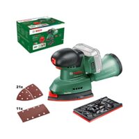 Ergänzt Ihr DIY-Projekt mit dem Bosch Akku-Schleifer UniversalSander 18V-10. Mit 32 x Schleifpapier und einem leistungsstarken 18 Volt System ist er perfekt für die Bearbeitung von Holz.